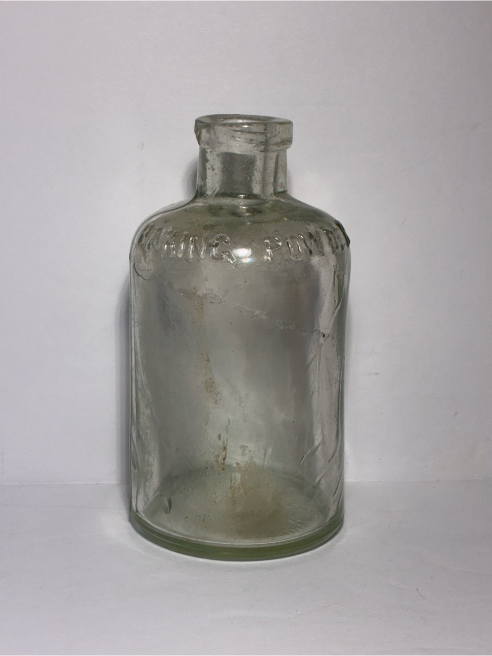 Antique Davis O.K. Baking Powder Embossed Glass Bottle 4.5" Early 1900s